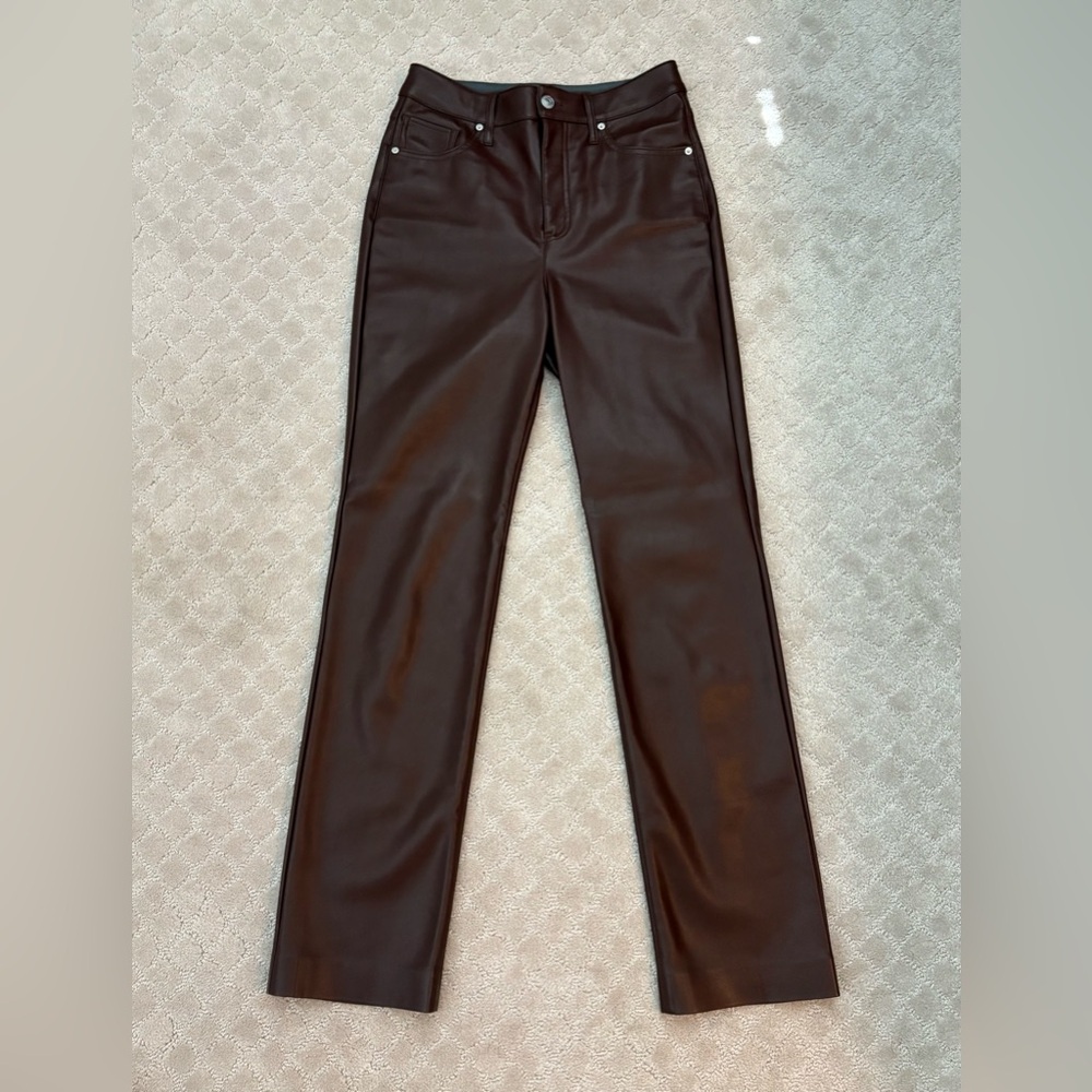 Express Dark Brown Faux Leather High Rise Pants 2 R
